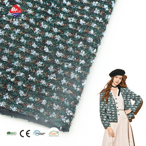 high quality custom 100%polyester 300gsm knitted jacquard fabric for female Luxurious coat