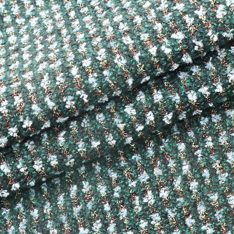 high quality custom 100%polyester 300gsm knitted jacquard fabric for female Luxurious coat