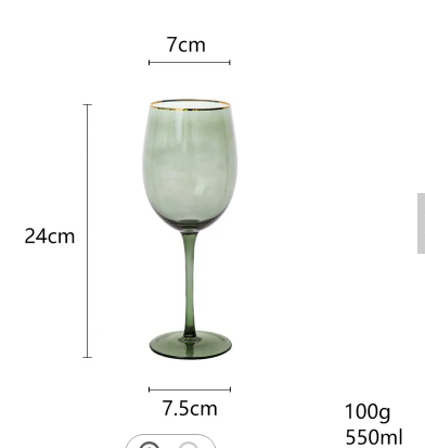 Army Green With Gold Rim Wedding Glassware Crystal Red Wine Glass