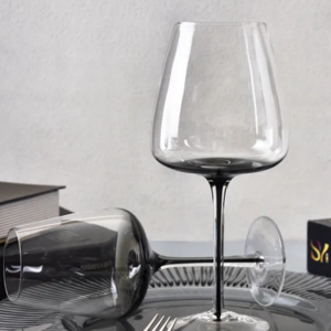 black stem goblet glassware smoke grey wine glasses and champagne glass coupe set wholesale Glass