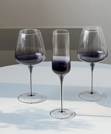 black stem goblet glassware smoke grey wine glasses and champagne glass coupe set wholesale Glass