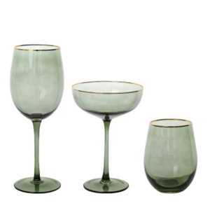 Army Green With Gold Rim Wedding Glassware Crystal Red Wine Glass