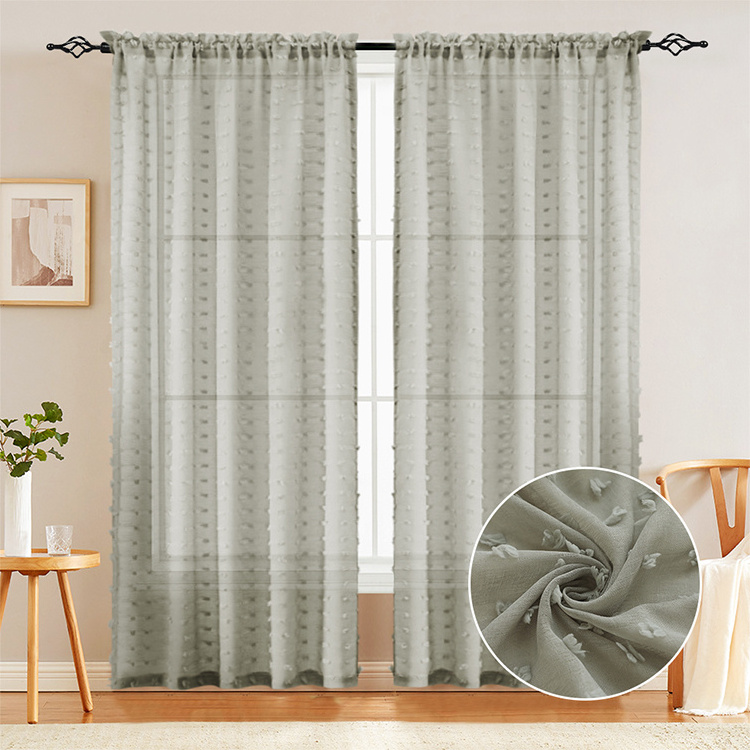 New arrival turkish sheer voile curtains fancy classical gray sheer home curtains for living room