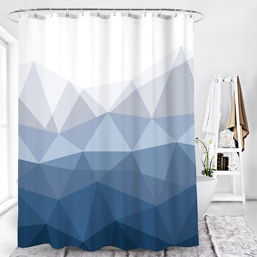 Geometric gradient ombre luxury shower curtain gray thick bath tub curtain,Water Resistant Bathroom Curtains with hooks