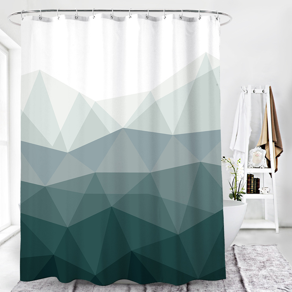 Geometric gradient ombre luxury shower curtain gray thick bath tub curtain,Water Resistant Bathroom Curtains with hooks