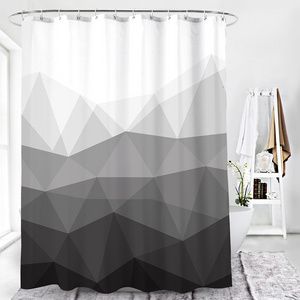 Geometric gradient ombre luxury shower curtain gray thick bath tub curtain,Water Resistant Bathroom Curtains with hooks