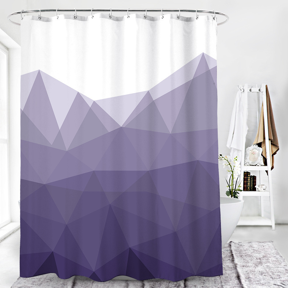 Geometric gradient ombre luxury shower curtain gray thick bath tub curtain,Water Resistant Bathroom Curtains with hooks