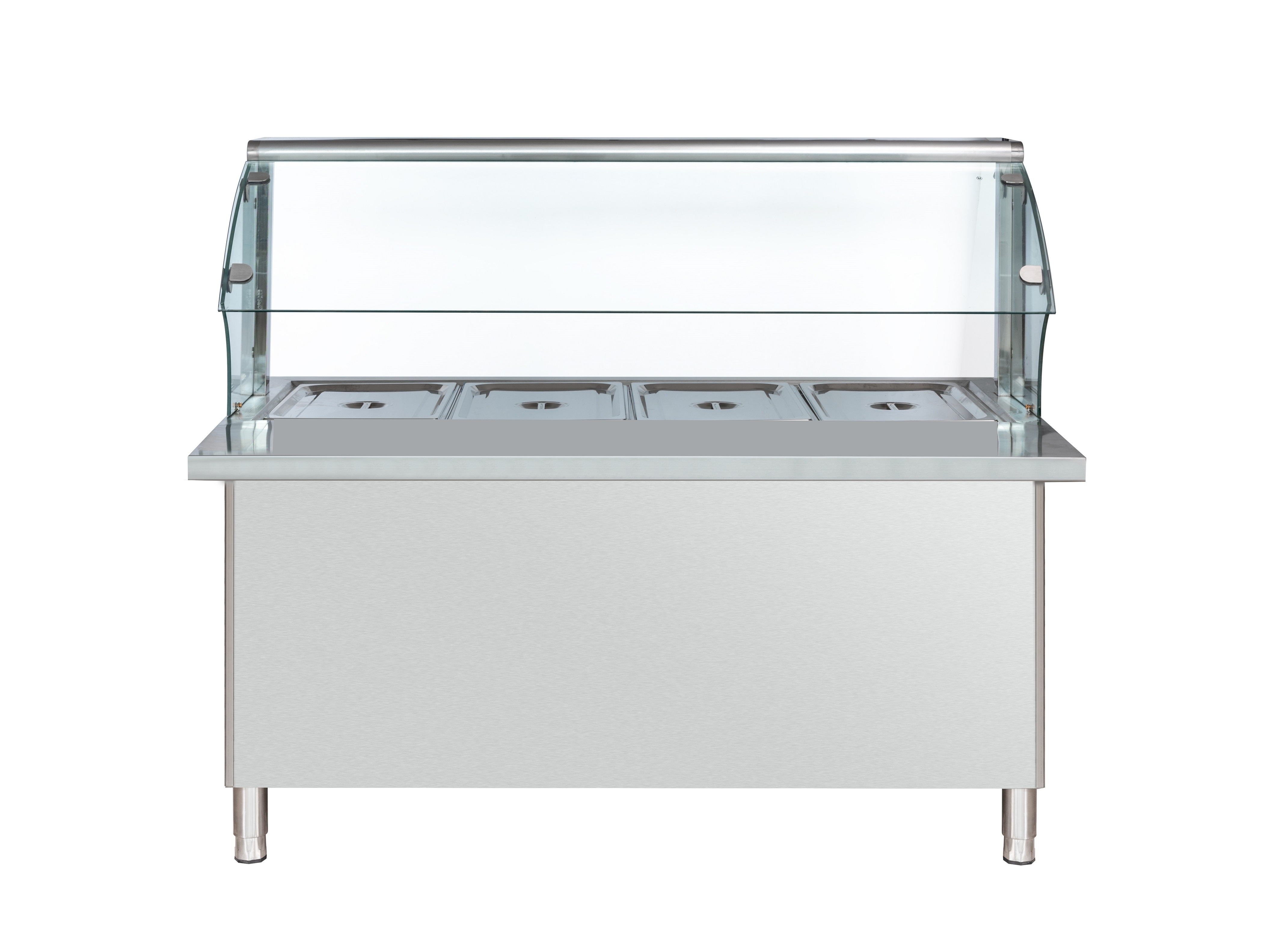 Factory direct sale buffet fast food display food warmer cabinet with shelf curved glass cover