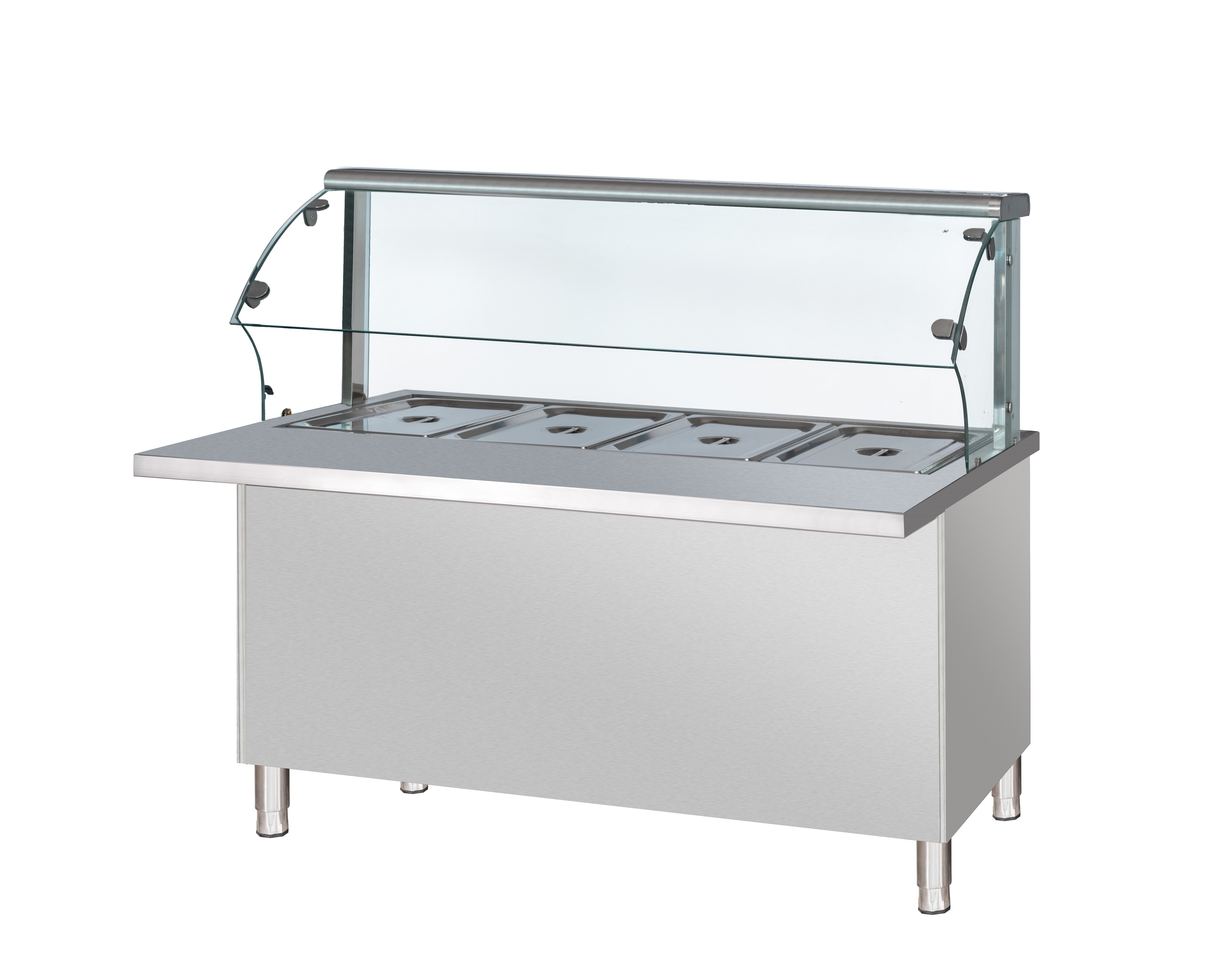 Factory direct sale buffet fast food display food warmer cabinet with shelf curved glass cover