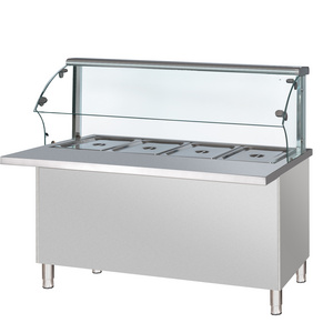 Factory direct sale buffet fast food display food warmer cabinet with shelf curved glass cover