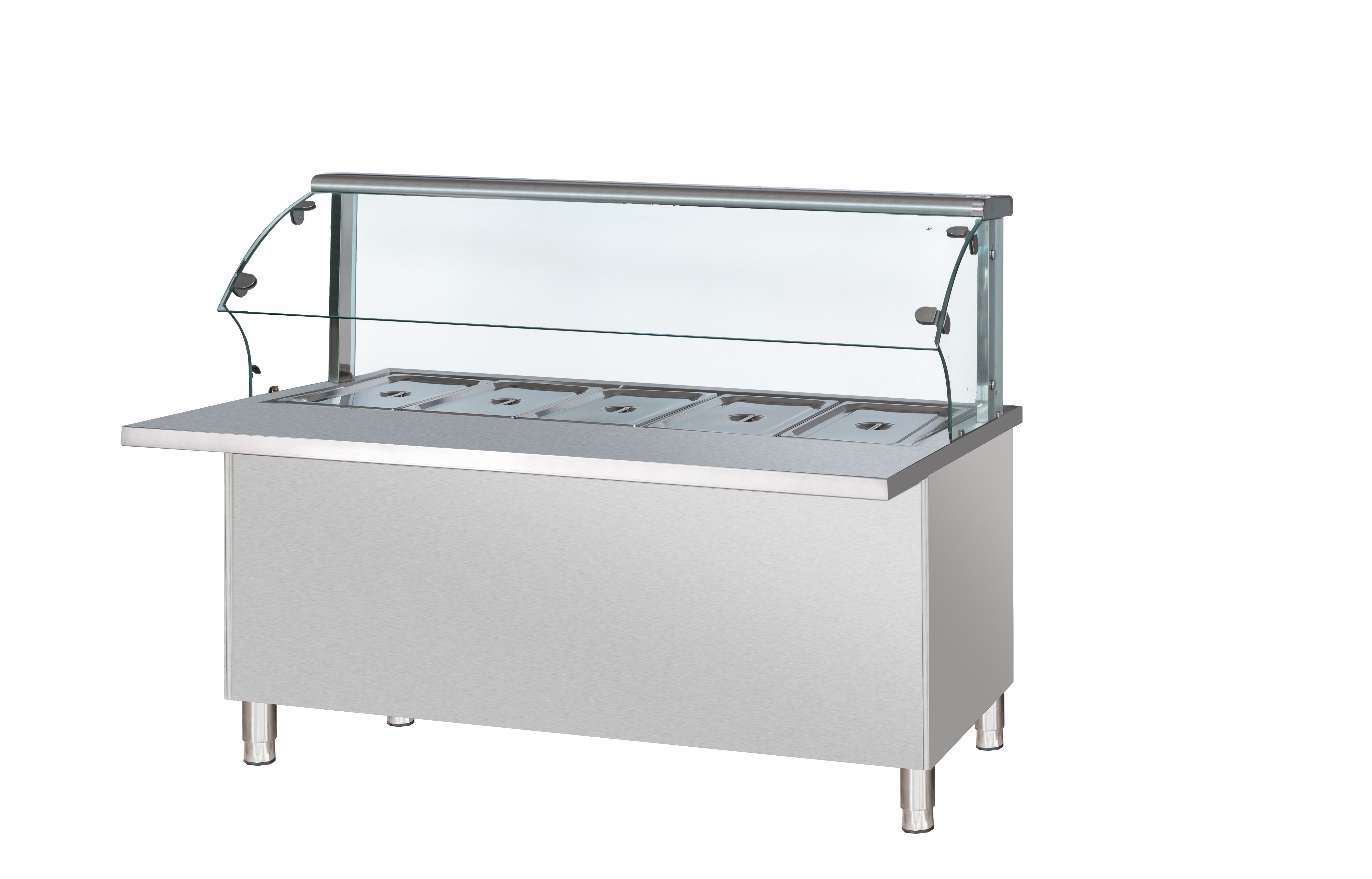 Factory direct sale buffet fast food display food warmer cabinet with shelf curved glass cover