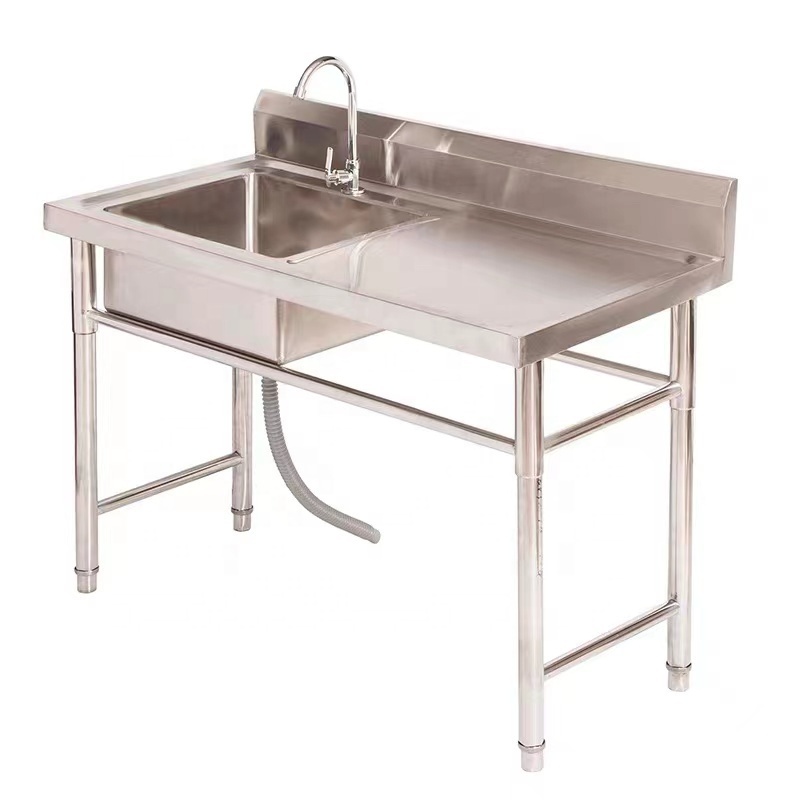 Wholesale price commercial stainless steel restaurant kitchen sink table with pedal controlled faucet