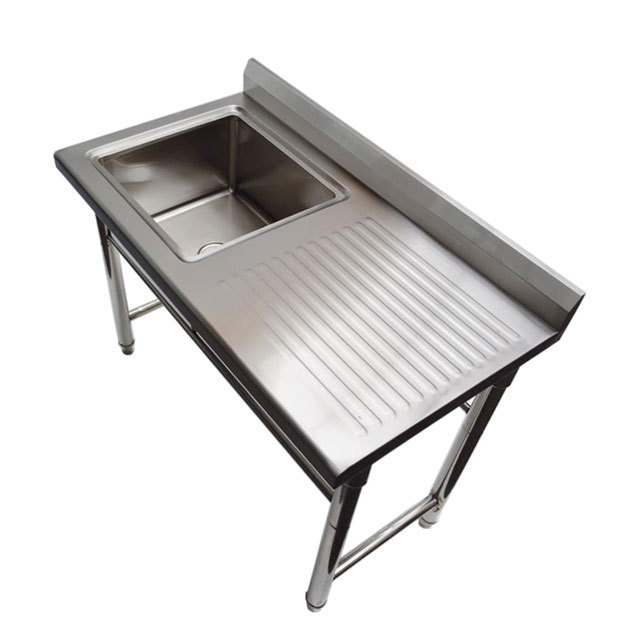 Wholesale price commercial stainless steel restaurant kitchen sink table with pedal controlled faucet