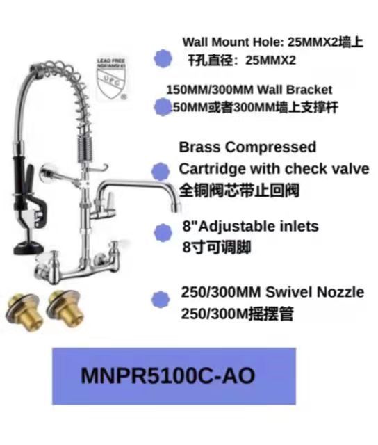 RUITAI Classical Style Pre Rinse Industrial Faucet High Pressure Prerinse Dishwasher Faucet