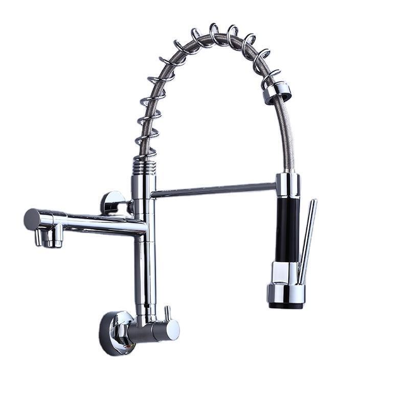 Fapully Modern Brushed Nickel Sink Faucet with Pull Down Spout Brass Kitchen Faucet with Pull Down Sprayer