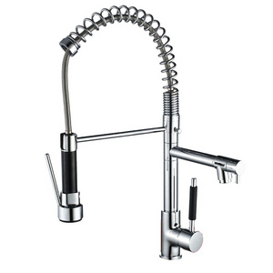 Chrome Kitchen Faucets with Pull Down Sprayer Single Hole Spring Kitchen Sink Faucets with Pullout Sprayer for RV Farmhouse