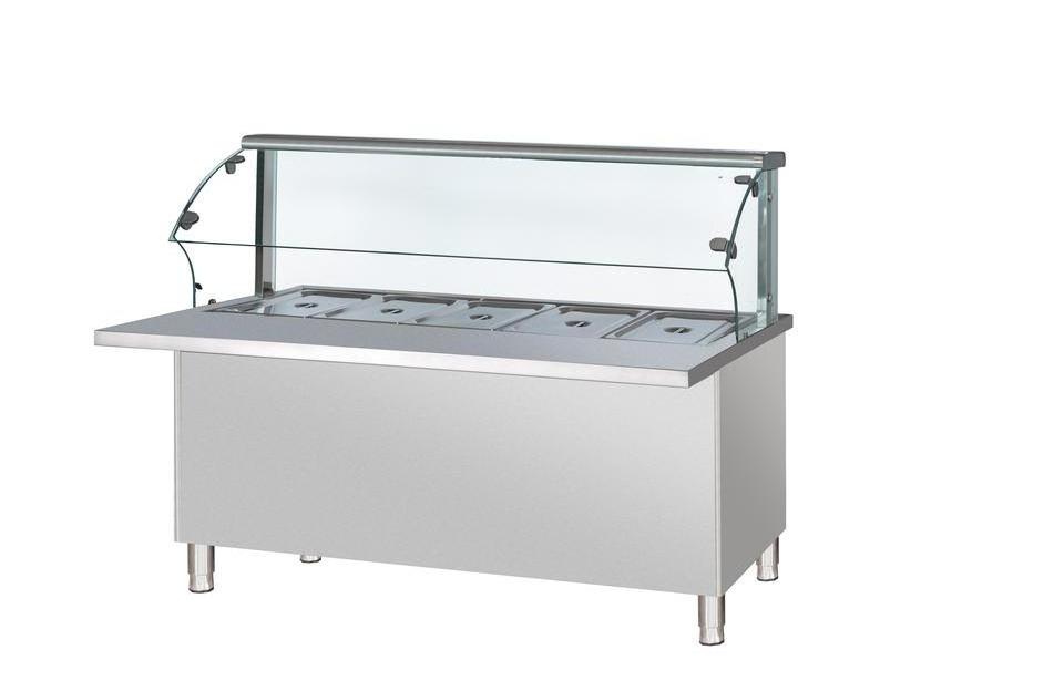 Stainless Steel Heat Preservation Glass Cover Food Vegetable Canteen Box Lunch Fast Food Warming Counter with glass