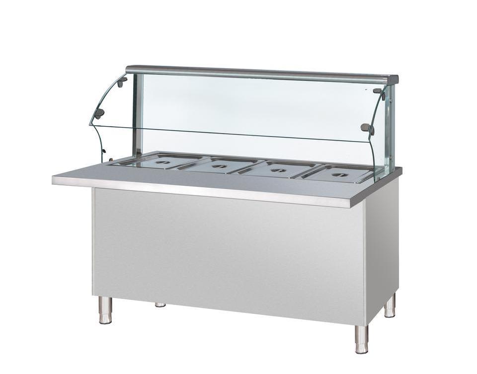 Stainless Steel Heat Preservation Glass Cover Food Vegetable Canteen Box Lunch Fast Food Warming Counter with glass