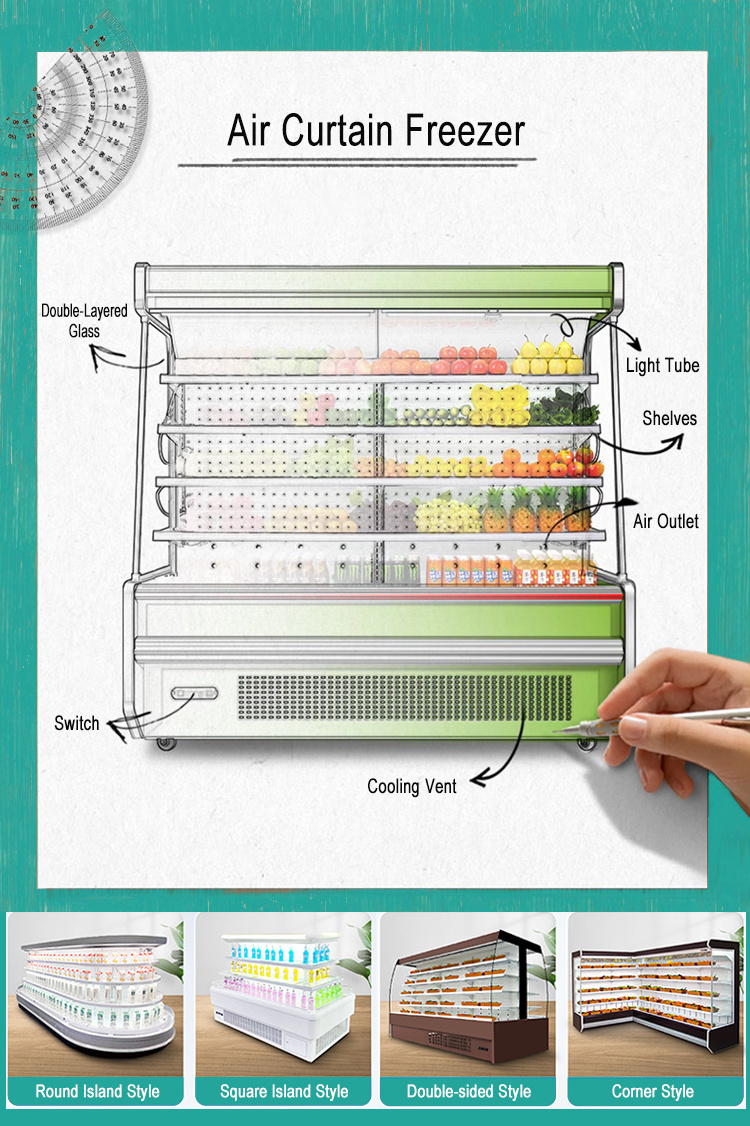 RUITAI Supermarket Fridge island display freezer refrigerator Factory direct sales