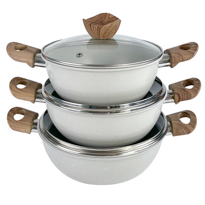 factory wholesale non stick cookware set carbon steel nonstick cooking kitchen sauce pots and pans set casserole with lid