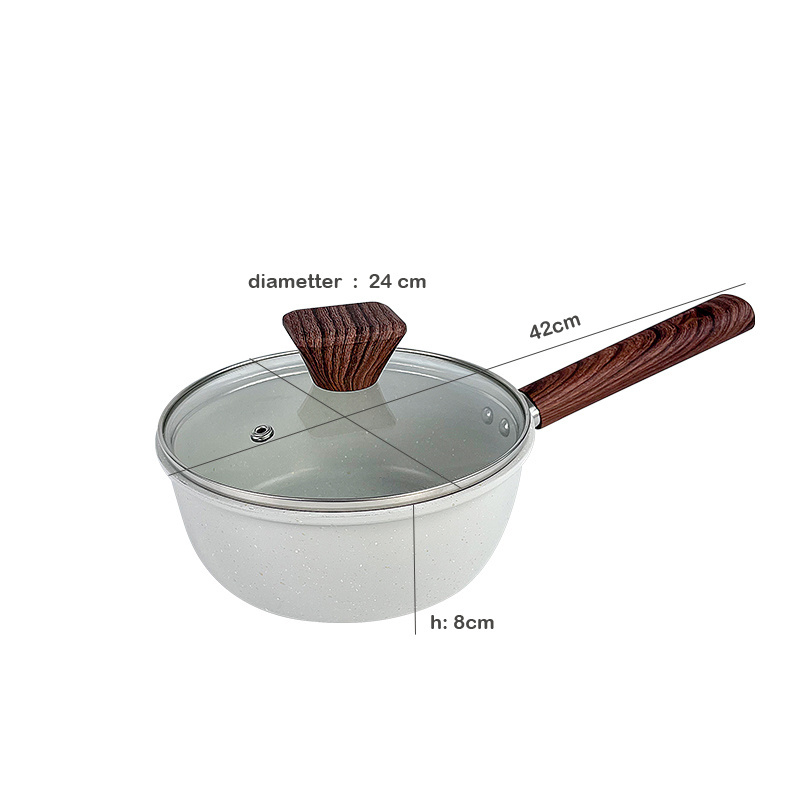 non stick carbon steel soup pot set marble coating sauce pot nonstick cookware set mini milk pots with cover