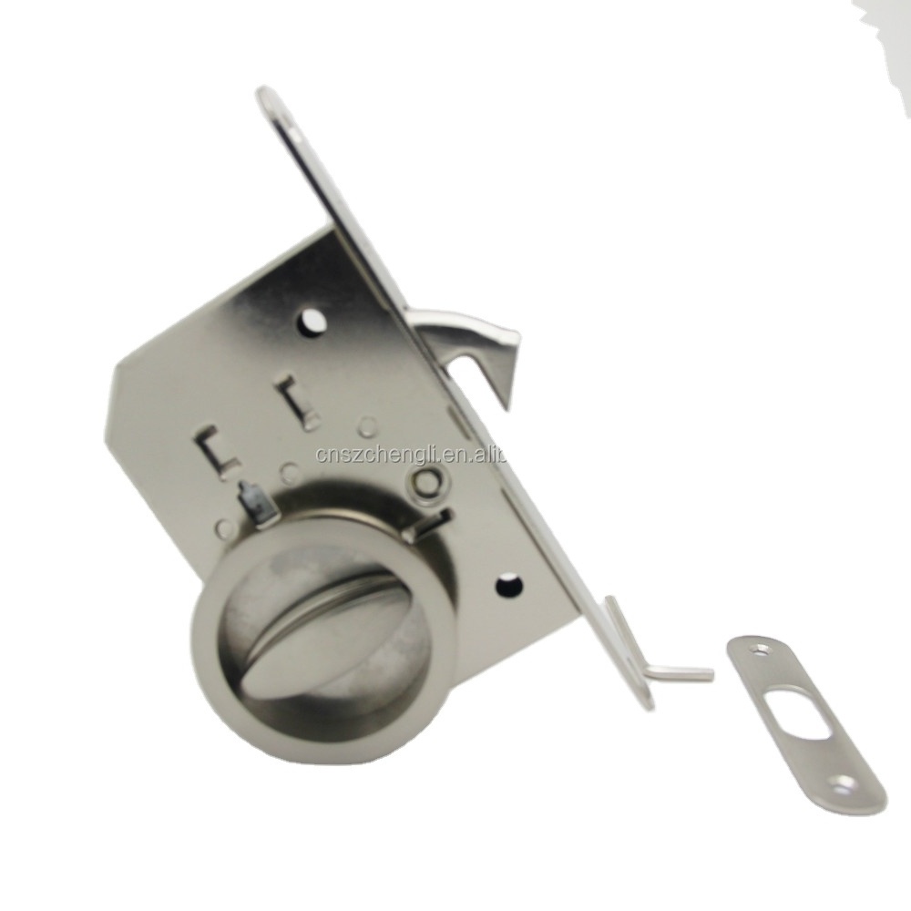 Sliding door lockset square hook lock pocket lock