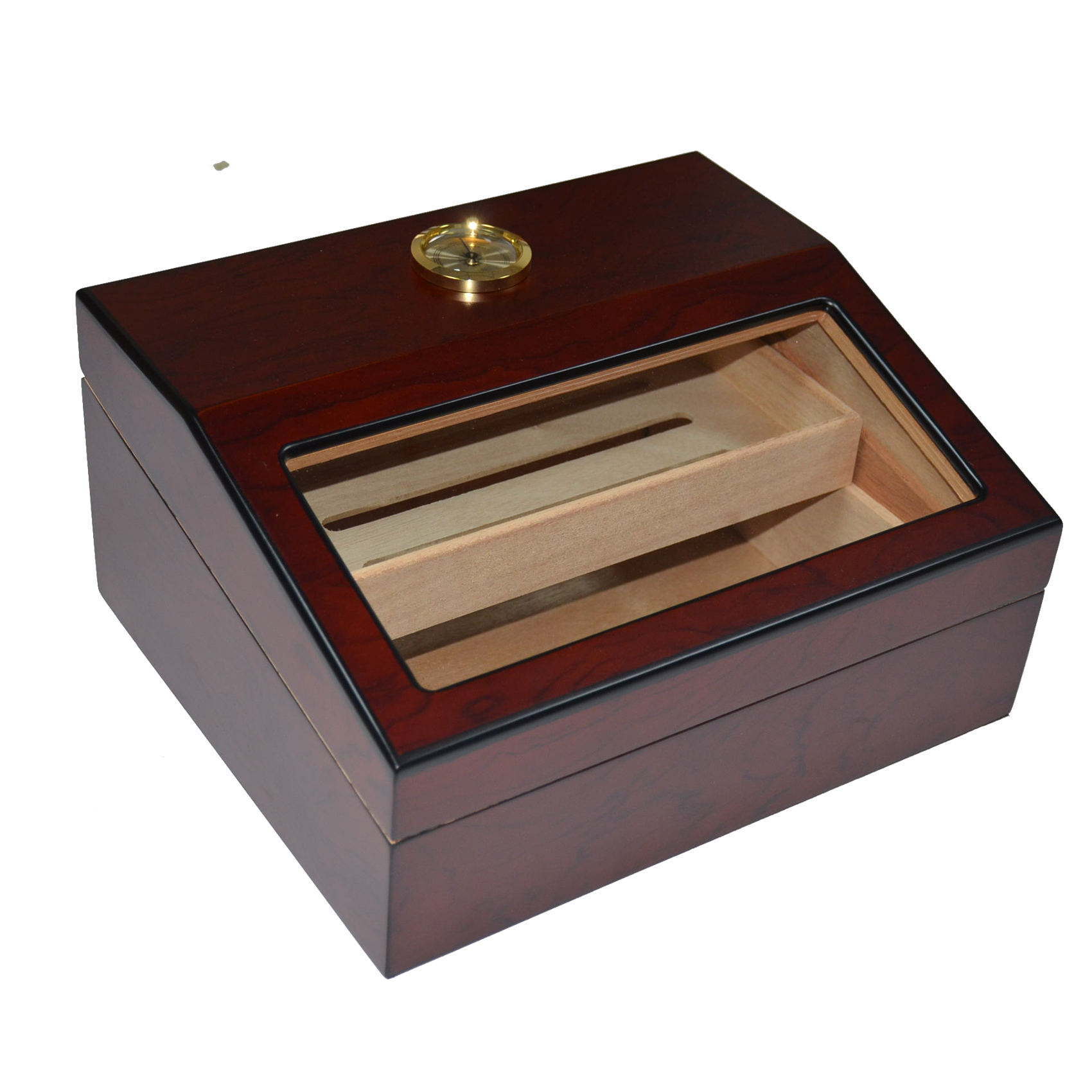 Double layer High quality Display Glass top Cigar Humidor Cigar Storage with Humidity Control Premium Wood Cigar Gift PackingBox