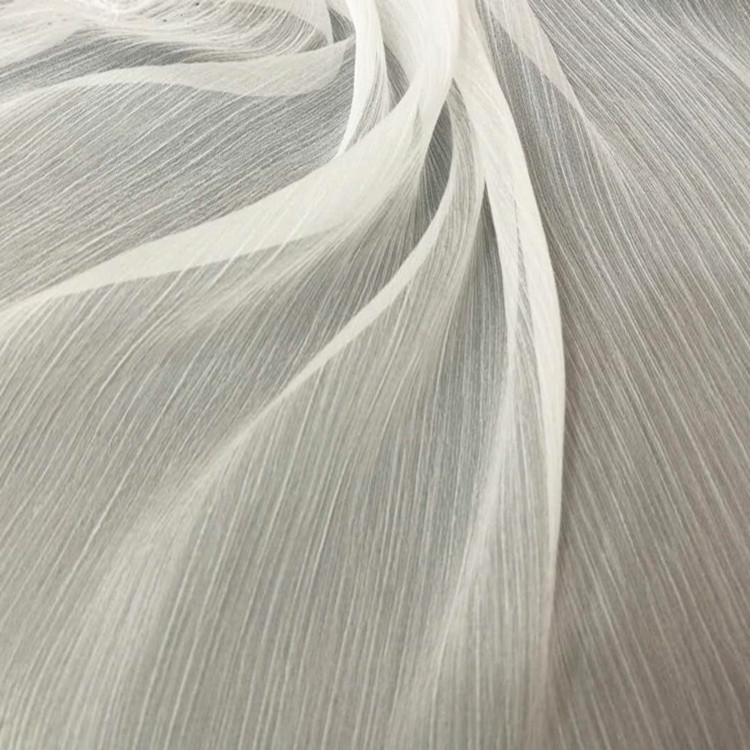 100% polyester white gloss 30D chiffon crepe fabric crinkle poly chiffon fabric for blouse wedding dress