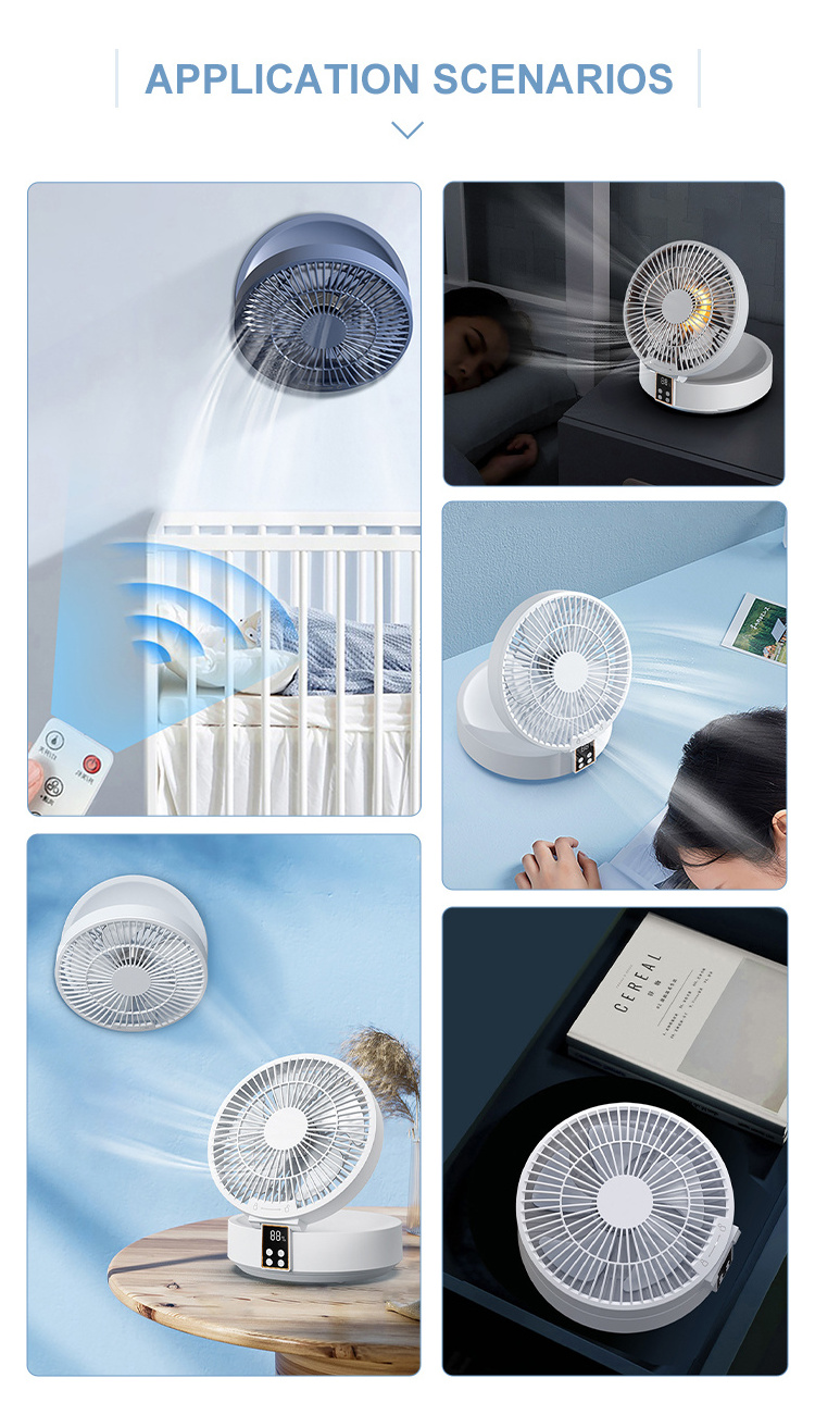 Smart Circular Portable Solar air USB Rotating Shook Handy Table MiNi Fan with Light for Home Outdoor Car