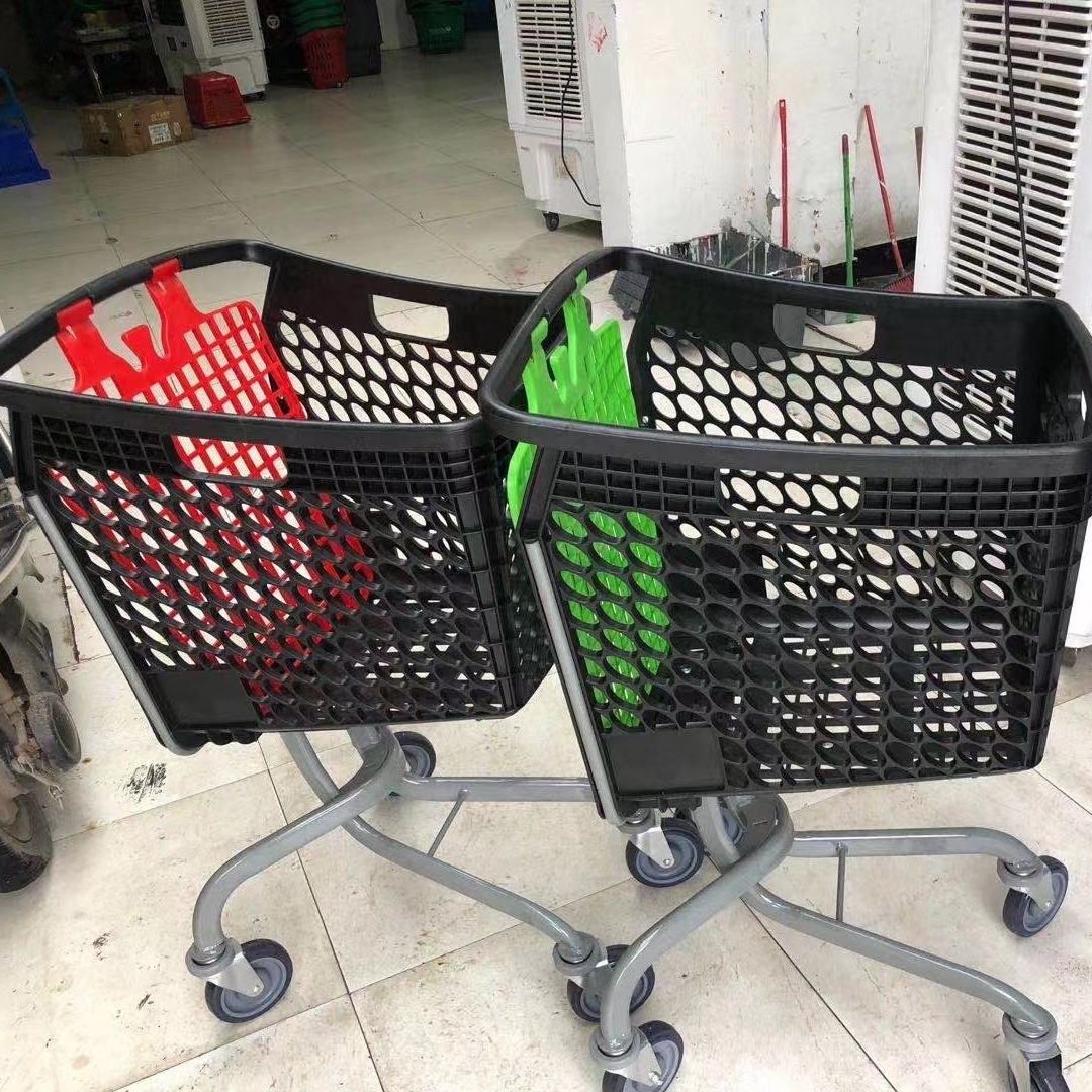 Plastic Supermarket customized trolley and retail store used shopping trolley carts