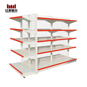 Hong He China factory adjustable double side gondola grocery store shelf used for shop and supermarket