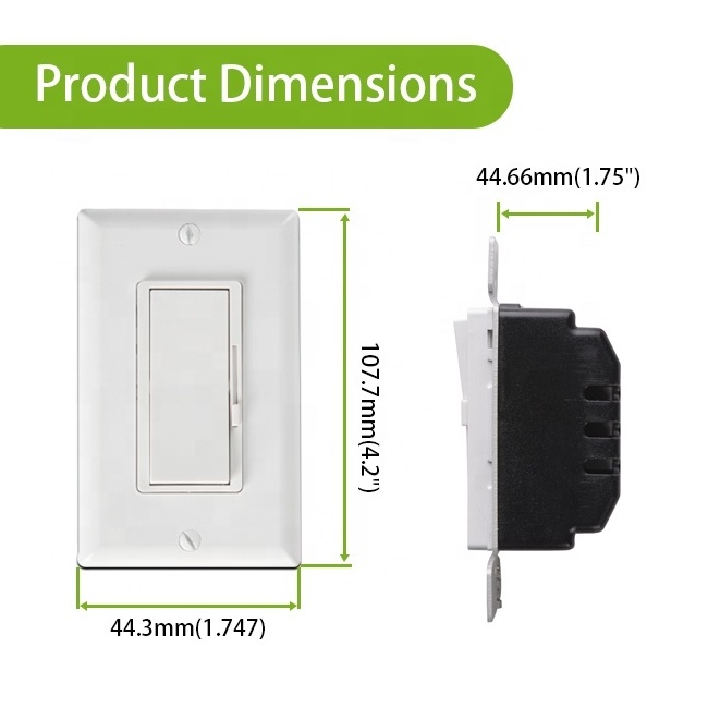 Single Pole/3 Way Dimmer Switch UL For Dimmable LED, Halogen and Incandescent Bulbs with Wallplate,2Locations