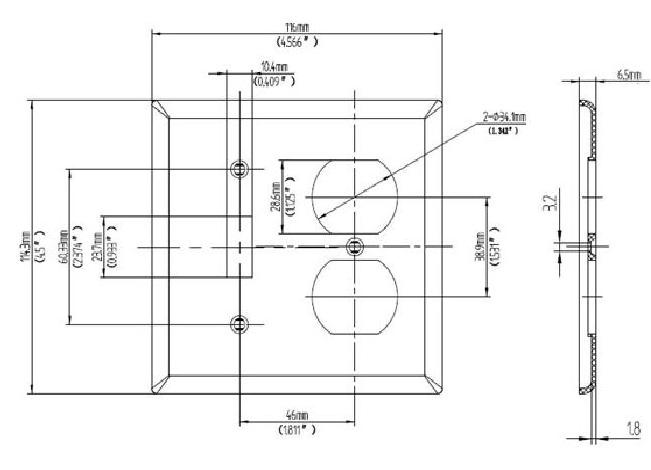 2-Gang Toggle Light Switch/Duplex Receptacle Outlet Combination Wall Plate Cover, Standard Size 4.5 * 4.57 Inch, ETL Listed