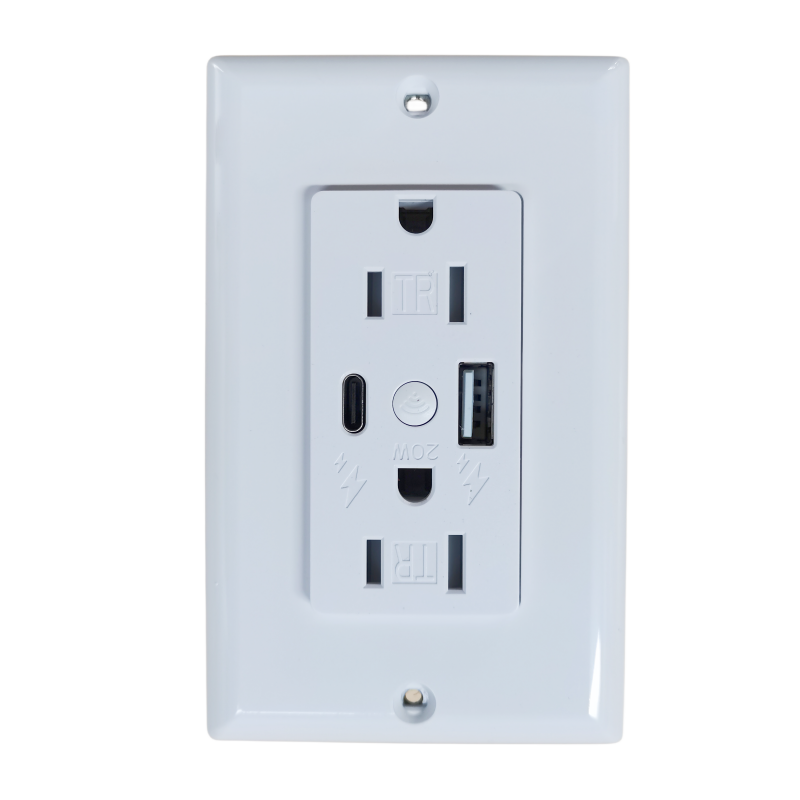 BSG-001 20W High Speed USB Charging Wall Outlets, Type A & Type C, 15Amp Tamper-Resistant Smart WiFi Receptacle Plug