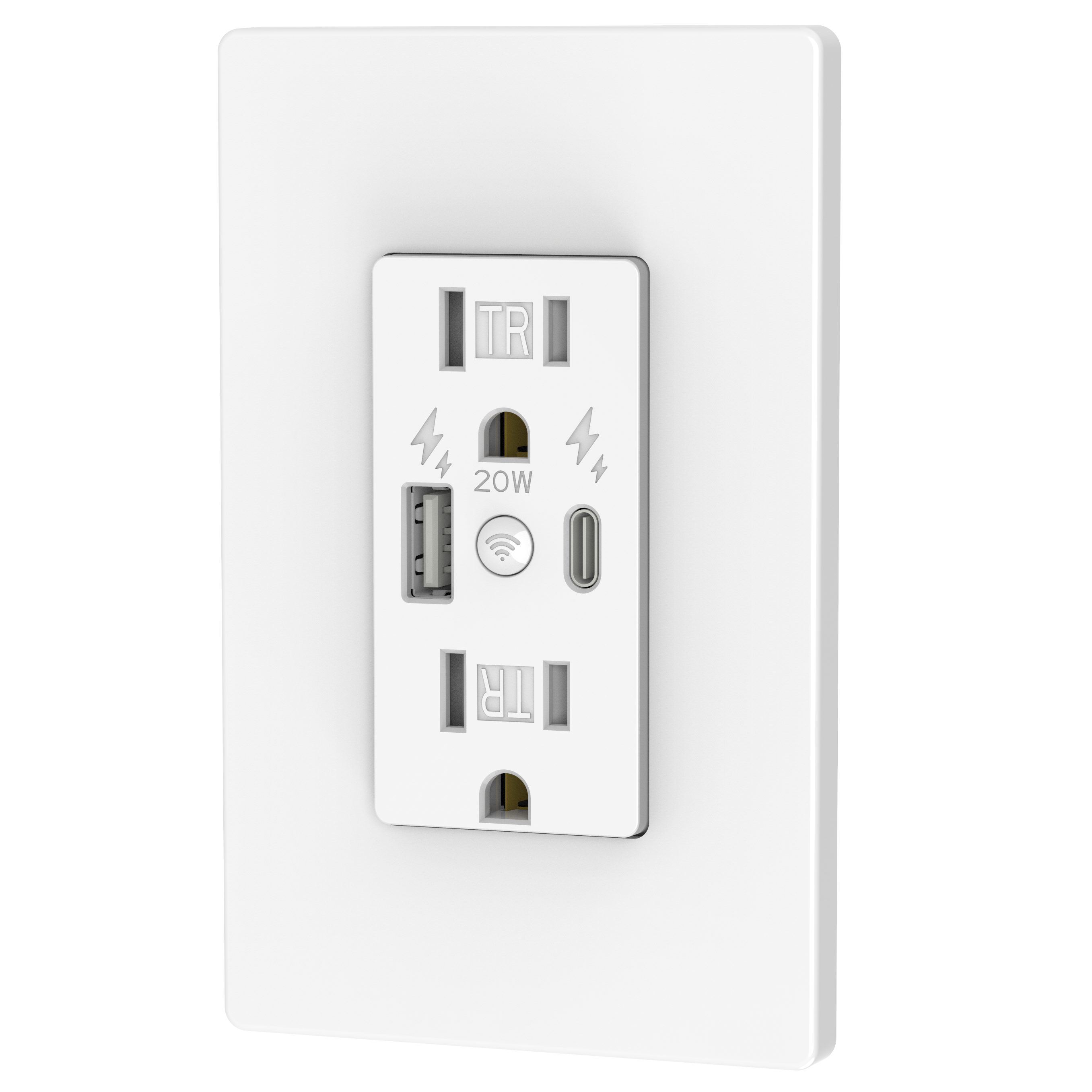 BSG-001 20W High Speed USB Charging Wall Outlets, Type A & Type C, 15Amp Tamper-Resistant Smart WiFi Receptacle Plug