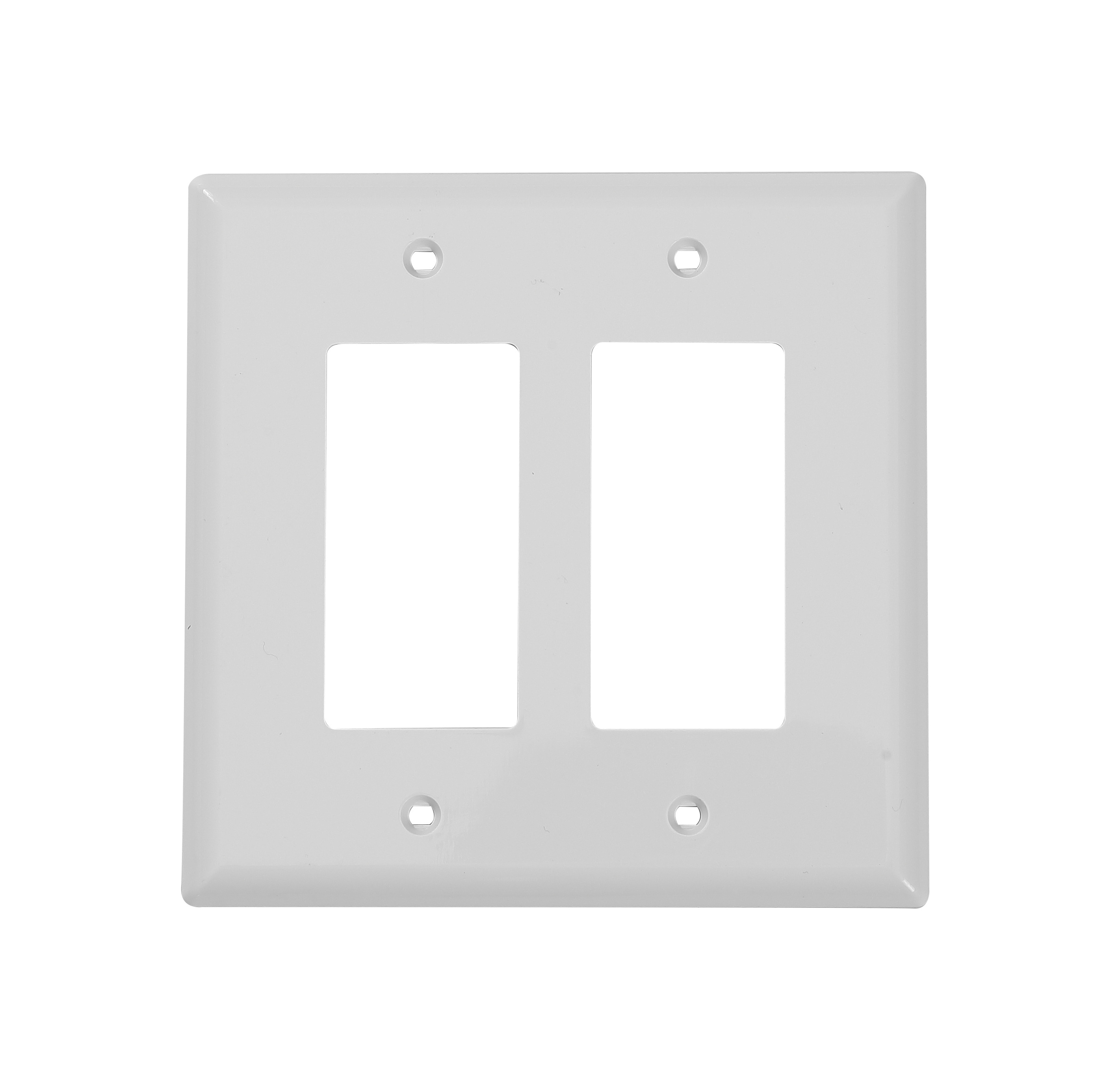 2-Gang Rectangular Decor Wall Plate, Midway Size(5.05 * 5.09 Inch) Outlet/Socket/Switch Cover, PC Plastic, White