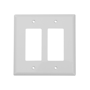 2-Gang Rectangular Decor Wall Plate, Midway Size(5.05 * 5.09 Inch) Outlet/Socket/Switch Cover, PC Plastic, White