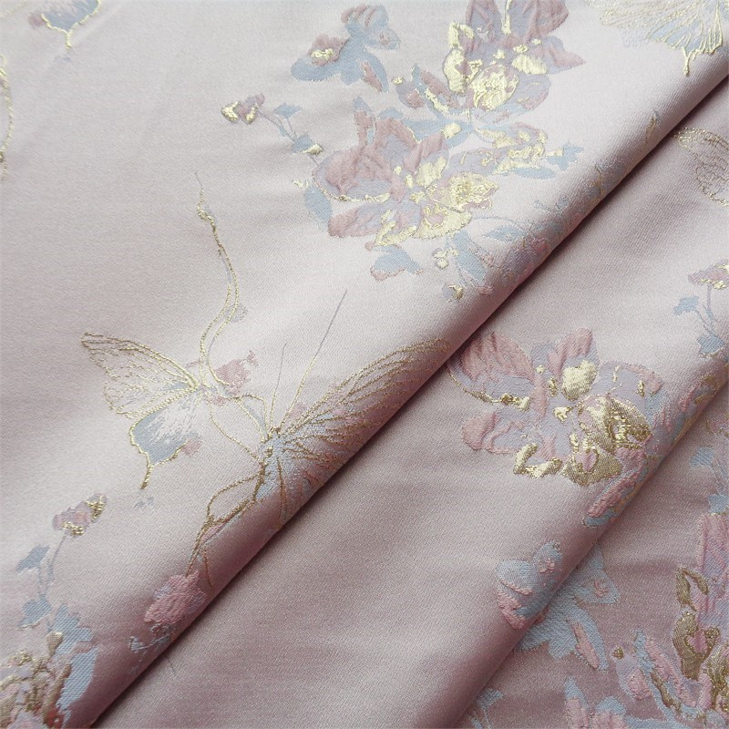 Classic gold thread brocade butterfly flower brocade jacquard fabric Chinese style clothing fabric