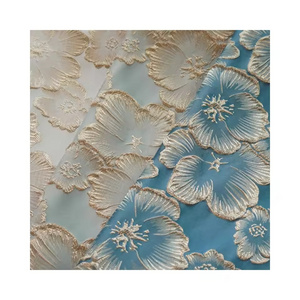 High quality 100%polyester woven customize fashion 3D gold flower yarn dyed brocade jacquard fabrics