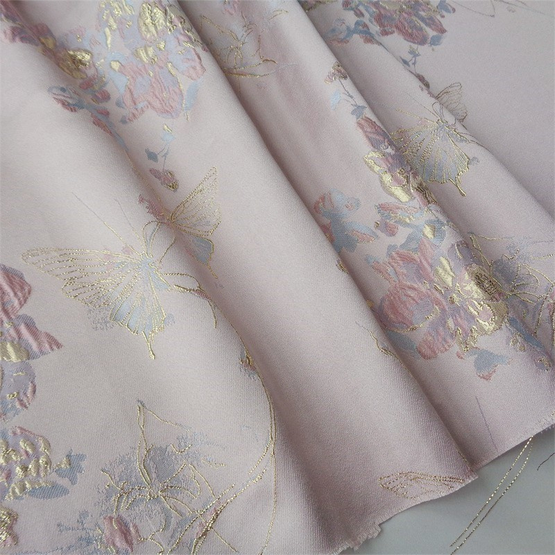 Classic gold thread brocade butterfly flower brocade jacquard fabric Chinese style clothing fabric