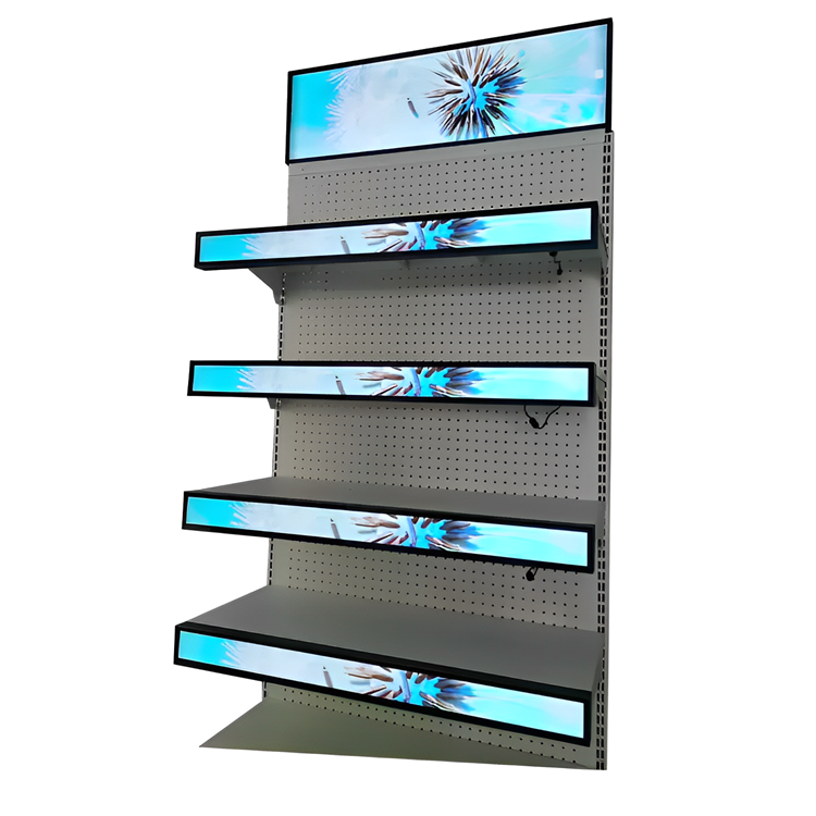 Hot sale Intelligent Grocery Store  Gondola Metallic Led Display Screen Storage Racks Supermarket Shelf Shelves