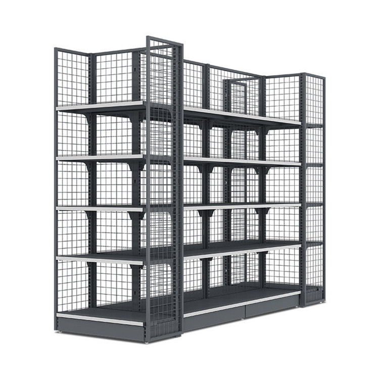 One-Stop Service Supermarket Layout Design American Style Wired Gondola Shelving Shelf Shelves 48