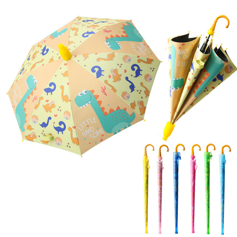 Ice cream handle waterproof case Cartoon children's Umbrella Automatic vinyl sunblock umbrella Children's umbrella with long han