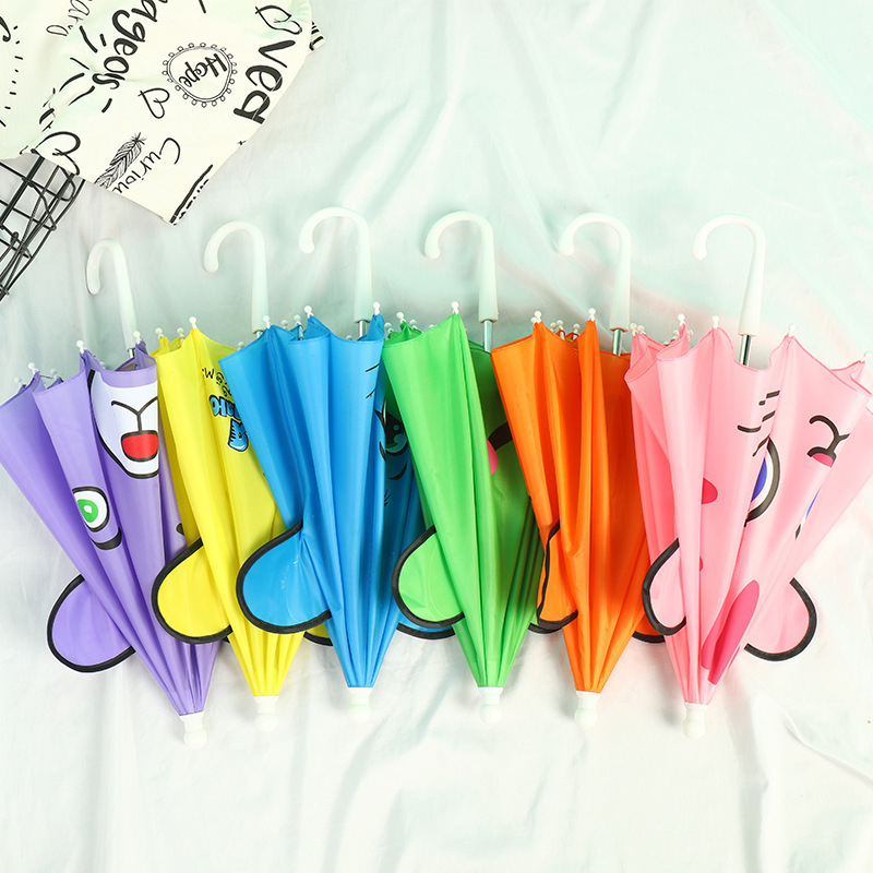 Creative Mini Children's Umbrella Long Handle Cute Cartoon Design 1-3 Years Old Ear Prop Mini Dance Toy Umbrella Travel Manual