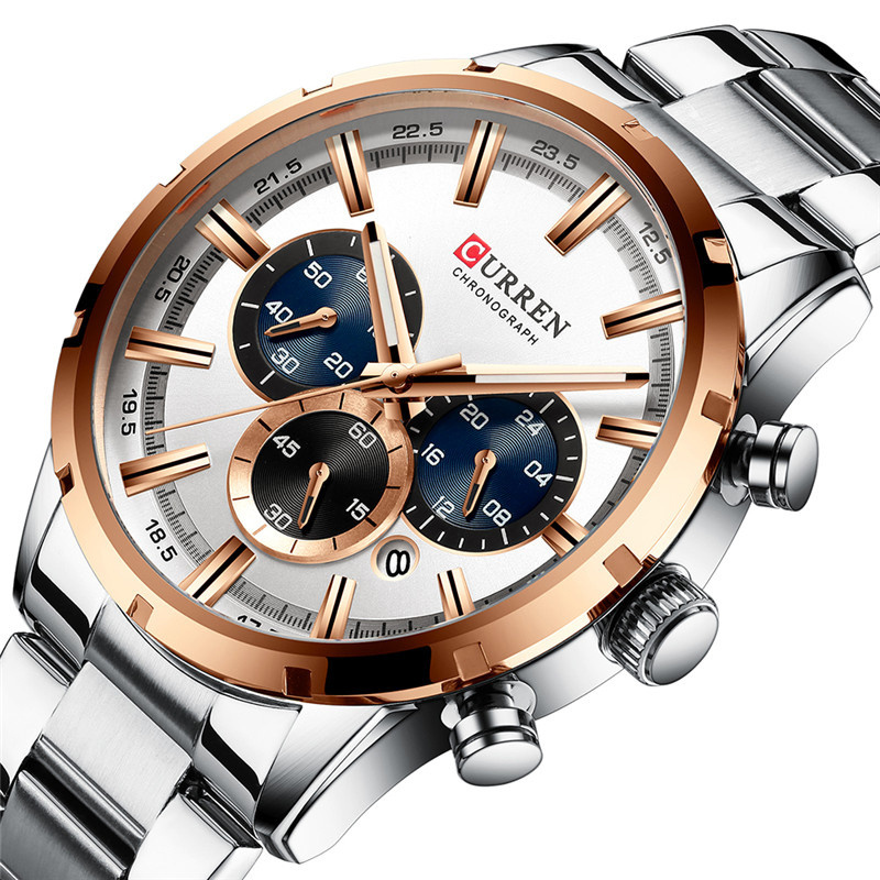 CURREN New Fashion Watches with Stainless Steel Top Brand Luxury Sports Chronograph Quartz Watch Men Relogio Masculino