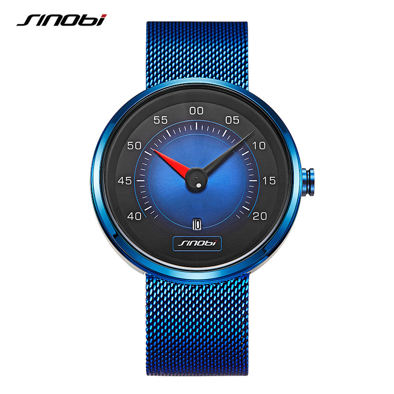 SINOBI 9812 Men Watch Car Dashboard Creative Watches Fashion Speed Sports Drive Calendar Men Stainless Steel Quartz Wristwatches