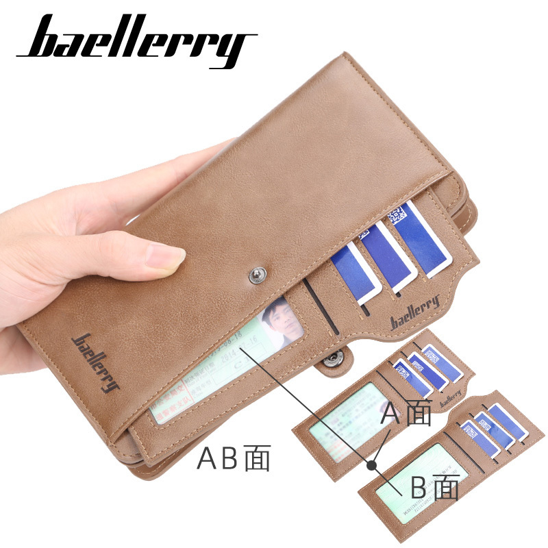 Baellerry Brand S6703 Luxury Men Wallet High-quality Leather Long Clutch Purses Buckle Zipper High Capacity Business Wallet