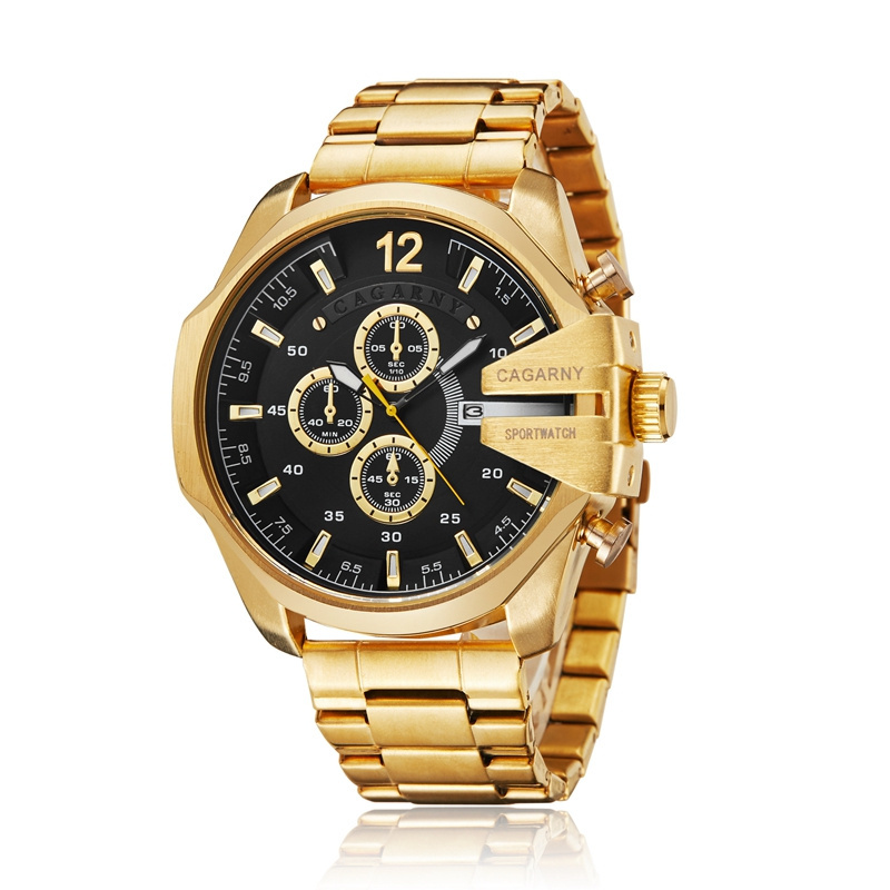 Mens Watches Top Brand Gold Steel Quartz Watch Men Cagarny Casual Male Wrist Watch Waterproof Relogio Masculino