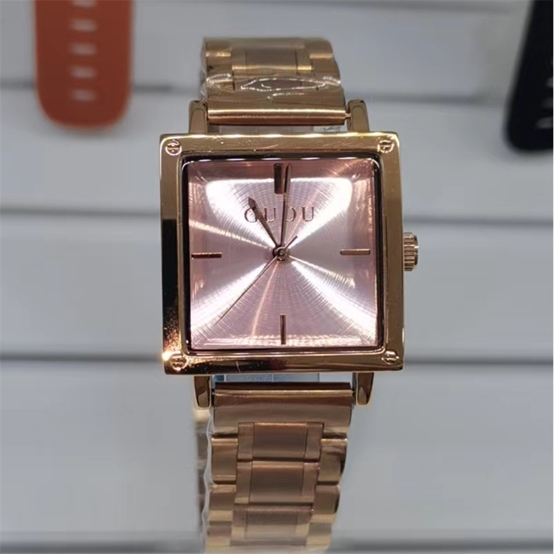 New Women's Square Rose Gold Alloy Quartz Watches GUOU Luxury Waterproof Simple Watch for Ladies Girls Wrist watches