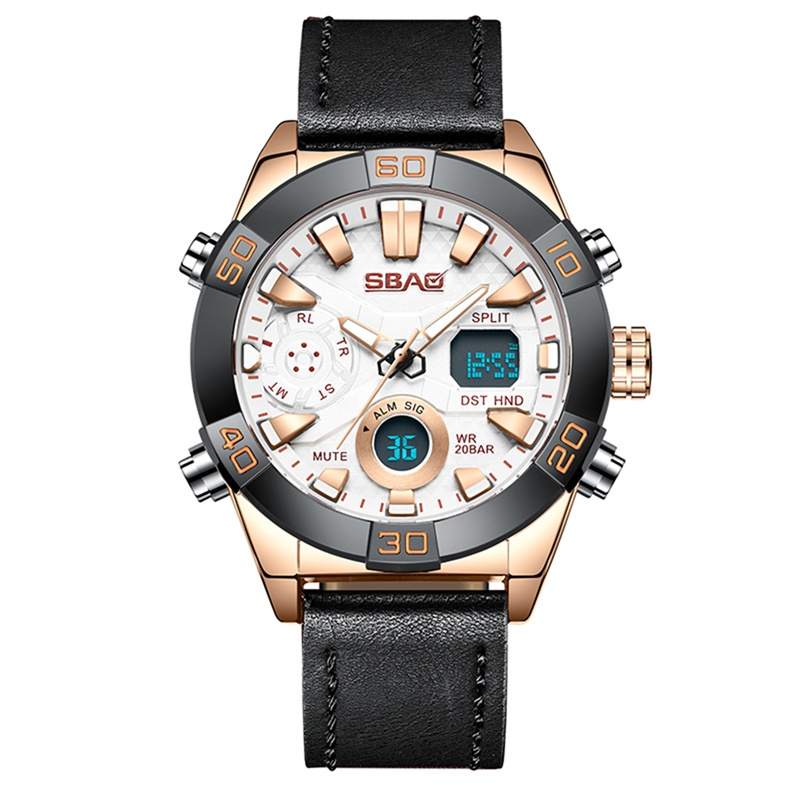 SBAO brand men's watch quartz electronic dual movement pointer luminous calendar week multi-function 30M waterproof men's Watch